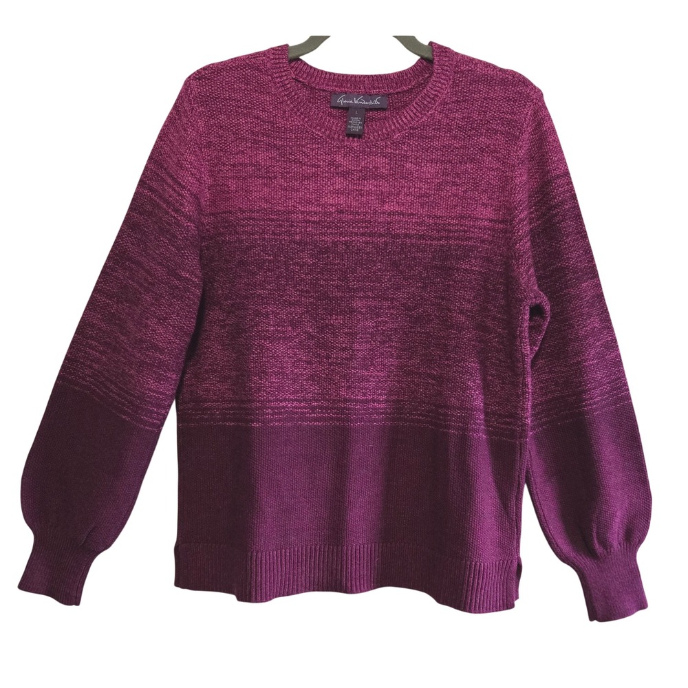Gloria Vanderbilt Womens NWOT Magenta Space Dye Ombre Crew Neck Sweater LG